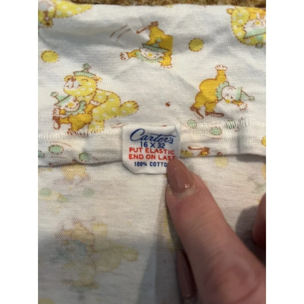 Vintage Carters Matching Baby Blanket & Changing Table Cover Unisex Clown & Bear